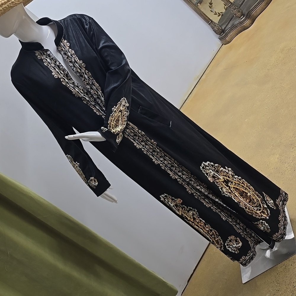 Long Kimono Kaftan Velour Velveteen Open Cardigan Cover Size XL